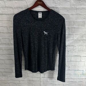 PINK Victoria's Secret Charcoal Long Sleeve Sleep Top